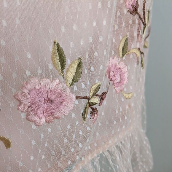 Vintage Sue Wong Mini Dress 2 Pink Y2K Fairy Nymph Floral Babydoll Lace Bead - Picture 10 of 14